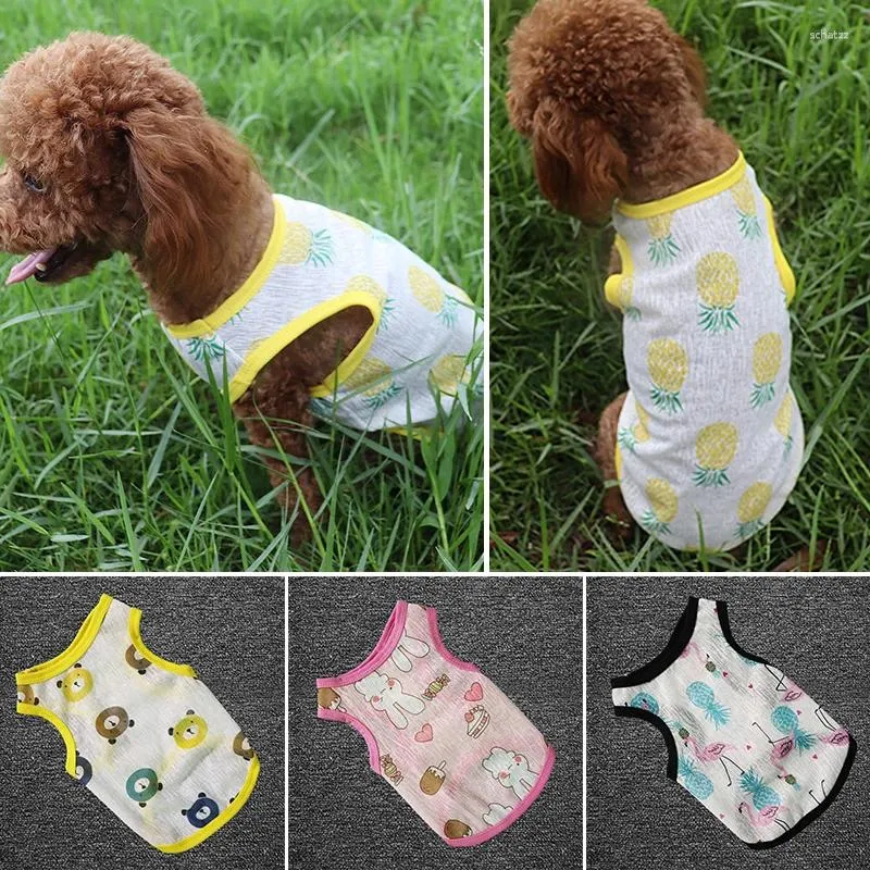 犬のアパレルウルトラ薄い夏ベストかわいい動物通気性リフレッシュクーリング服犬ヨーキー衣装ペット猫子犬Tシャツ