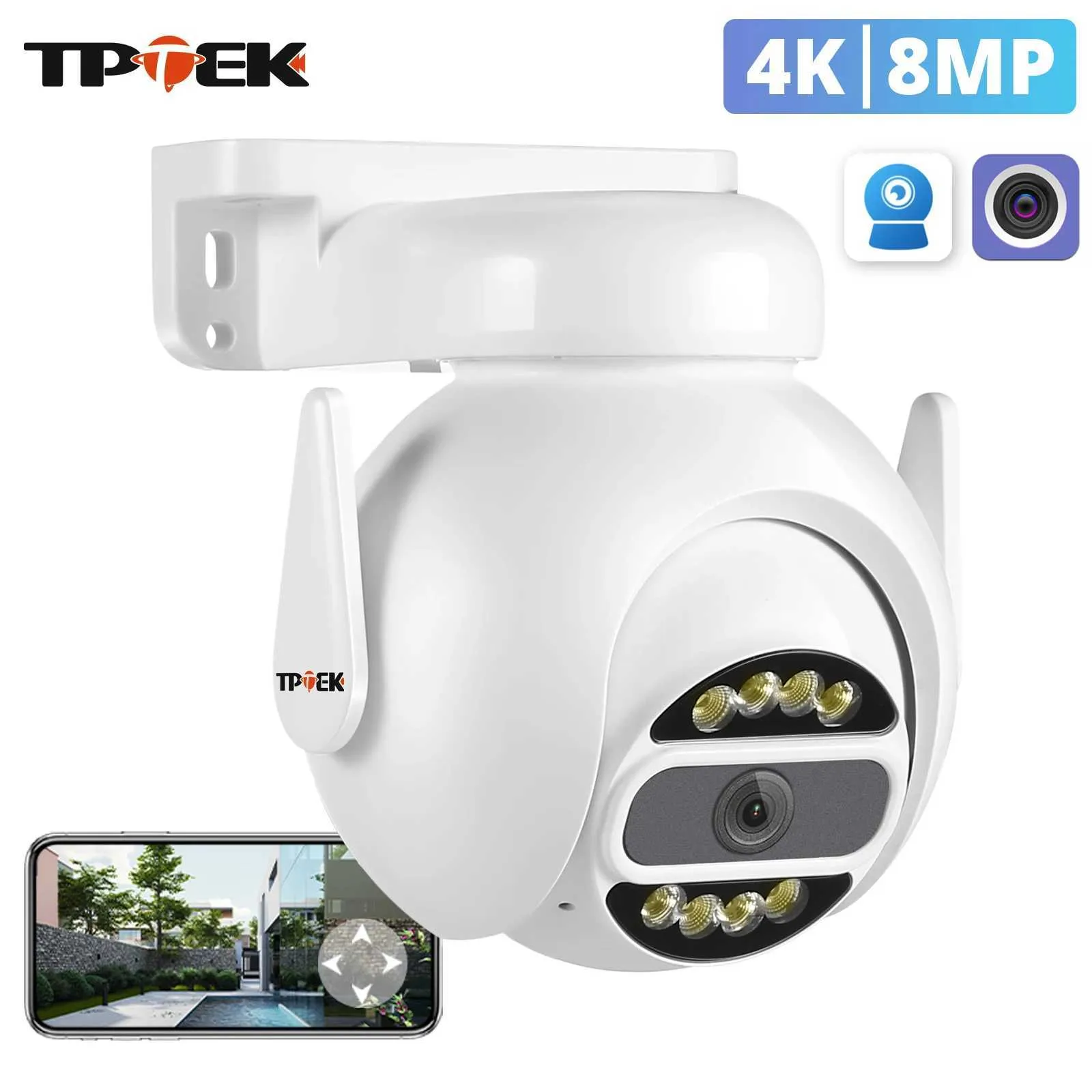 Câmeras IP 8MP 4K Câmera Wi-Fi PTZ Securidade Câmera IP Câmera IP 5MP 4MP Wi-Fi CCTV Rastreamento de movimento colorido Night Vision Camhi Camhipro Cam 240413