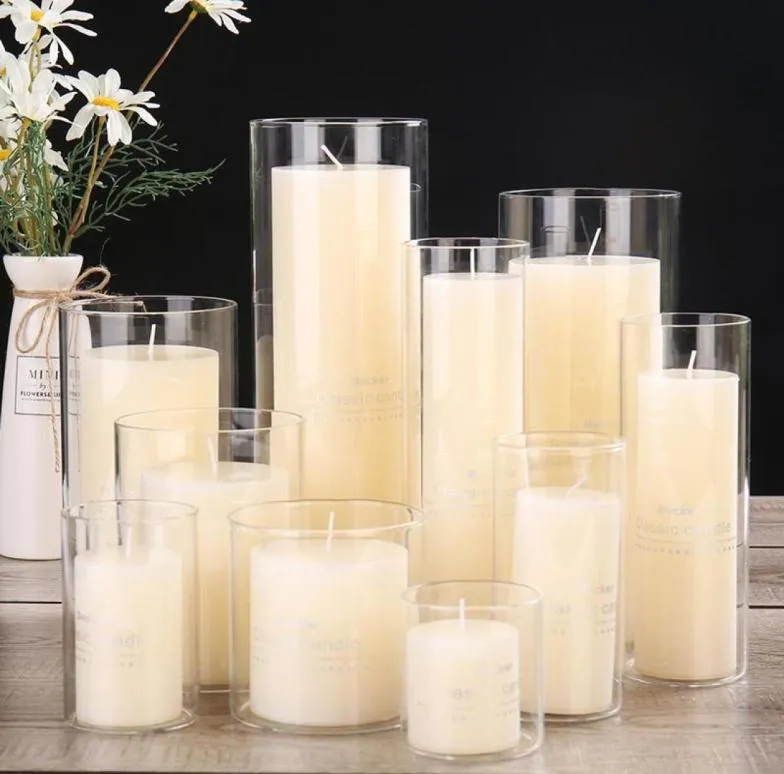 Candle Holders 65cm Glass Holder Votive Vases Transparent Clear Shade Straight Cylinder Lamp7095334
