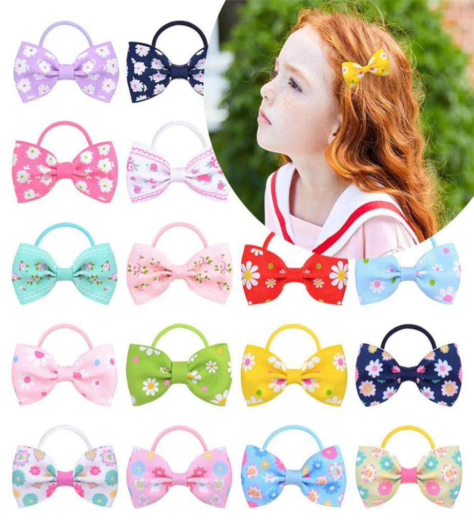 Children Ribbon Hair Bows Elastic Hair Ties Daisy Hairbands Hair Accessories for Baby Girls Infants Toddler Gifts Whole3886365