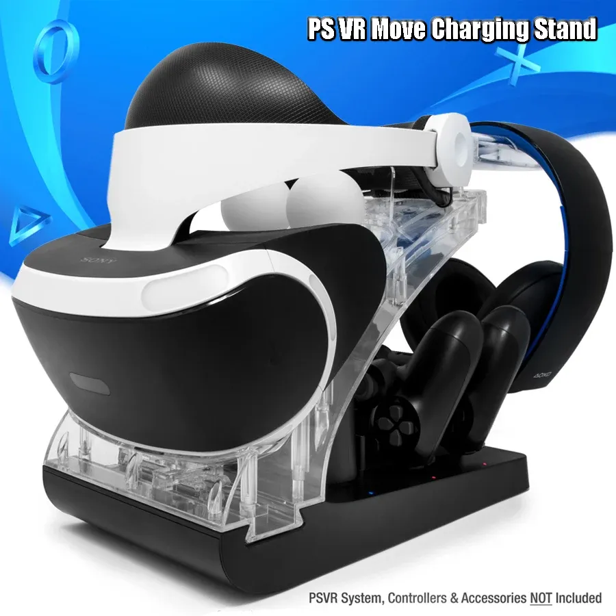 Stands Charging Station and Display Stand for PlayStation VR with sensor LED light (Black )