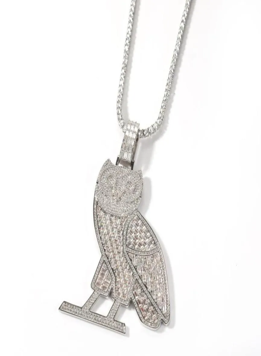 Iced Od Owl Colar Pingente Gold Prata Micro pavimentado Zircão Mens Hip Hop Jóias Presente5449365