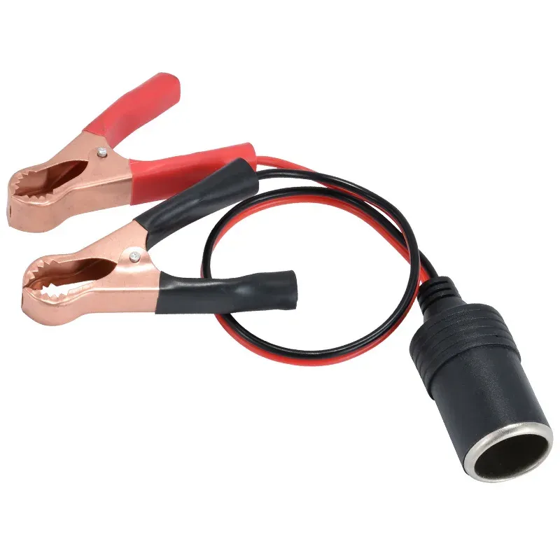 Car Battery Terminal Clamp Clip Cigarette Lighter Power Socket Adaptor 12V Camping Battery Pump Power Adapter Splitter