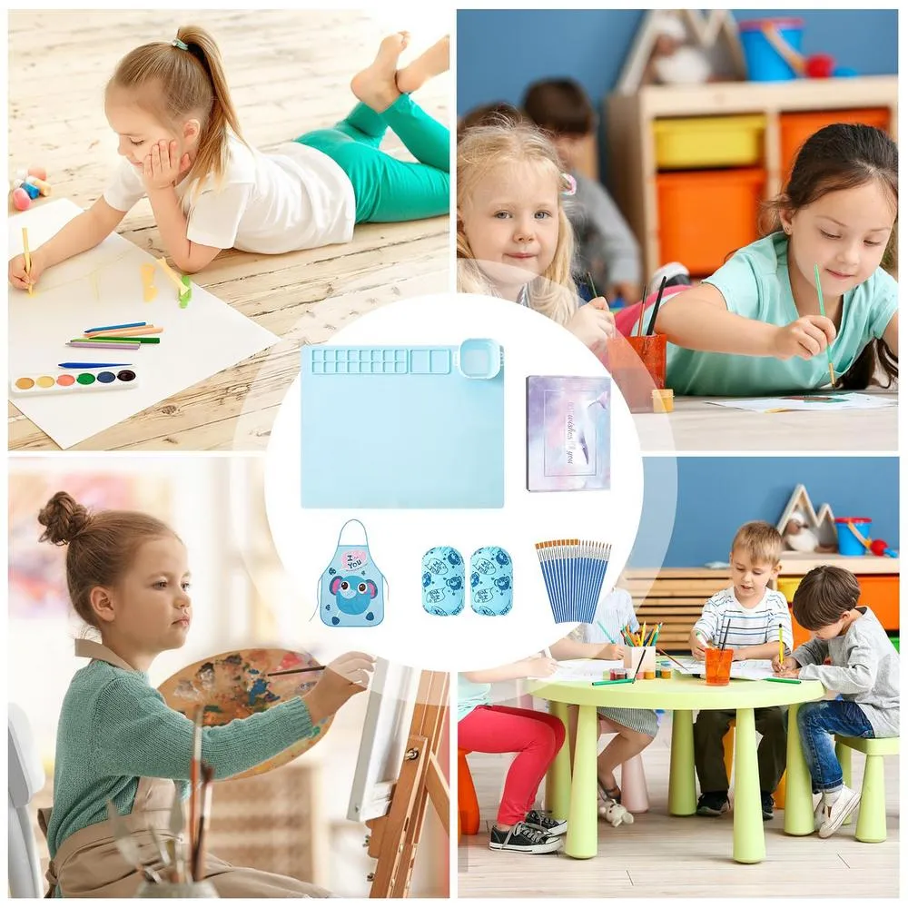 Silicone Mat for DIY Color Mixing, Painting, Clay Projects - Washable ...