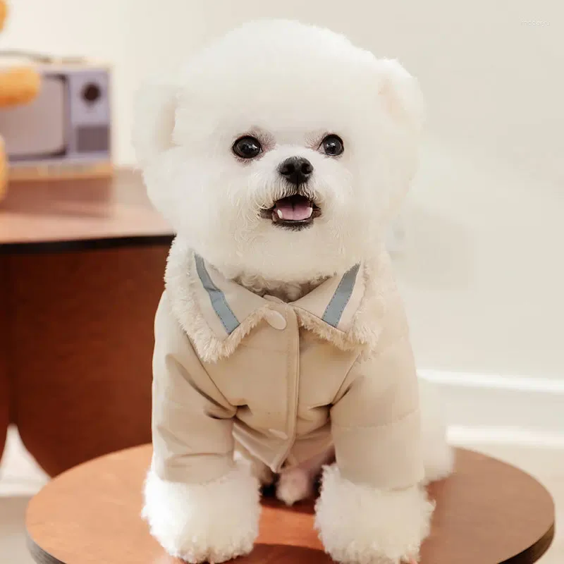 Dwustronna bawełniana odzież dla psa. Bawełna misia prosta płaszcz w dół zimowy ciepło niż niedźwiedź zagęszczony stały kolor ubrania