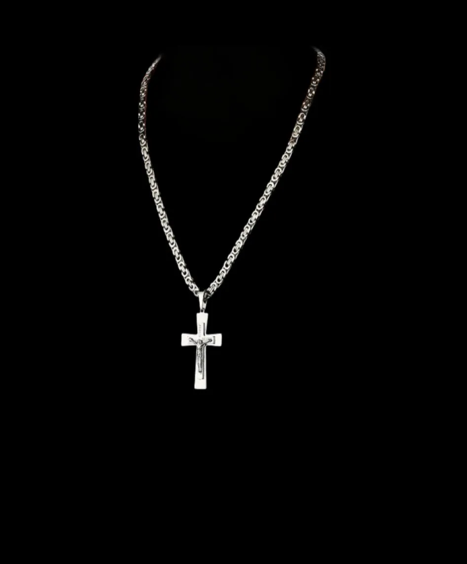 Katolska Crucifix Pedant Halsband Guld rostfritt stål halsband Tjock långhalsfria unika manliga män modesmycken Bibelkedja Y1028763