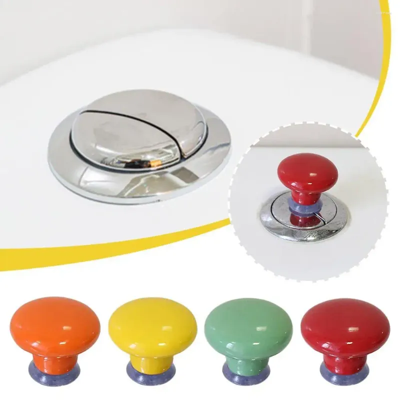 Toalettstol täcker tryckknapp färgglad rund tank tryck switch badrum dekor vatten spolning