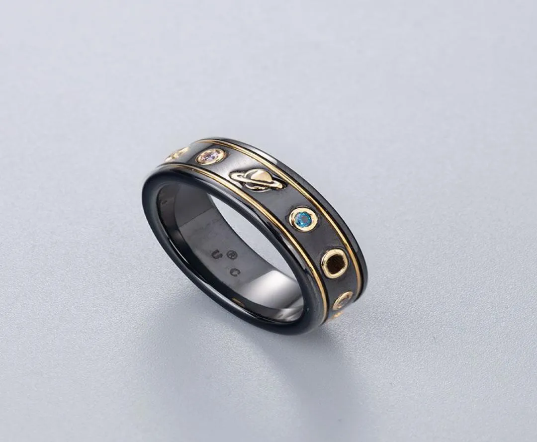 Blanc White Ceramic Cluster Band anneaux Bague anillos pour hommes et femmes Engagement Mariage Couple de bijoux Lover Gift2081951