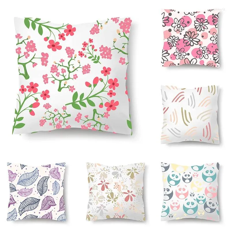 Kudde Nordic Floral Print Pillowcase 45x45cm soffa kontorssittbil täcker kreativt prydnad sovrum rum hem dekoration