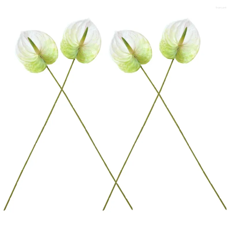 Flores decorativas 4 PC Simulación artificial Anthurium Andraeanum Lind Fake Lily Bouquet Inyección Moldeo Home Adorn