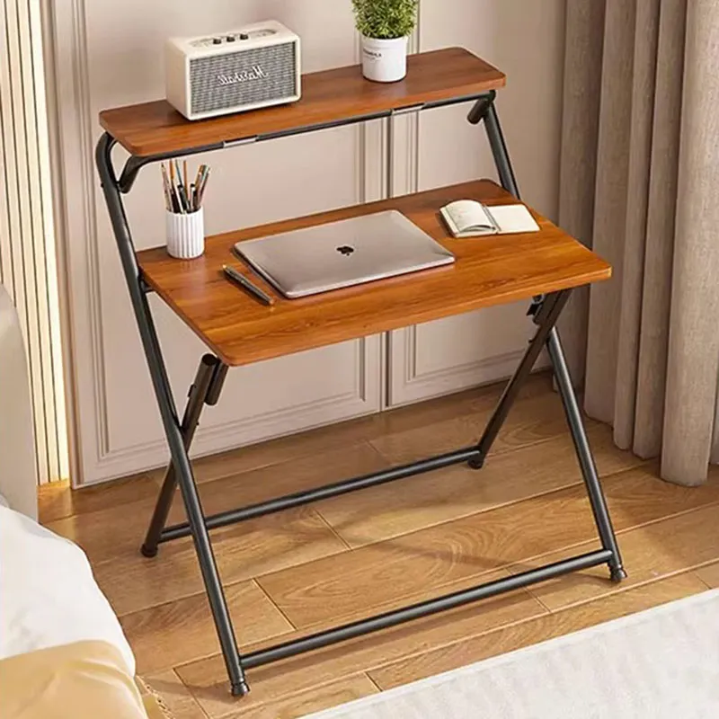 Foldable Study Desk Home Office Computer Table for Bedroom or Bedside Small Simple Student Coiffeuse Furniture 2024 Model Black
