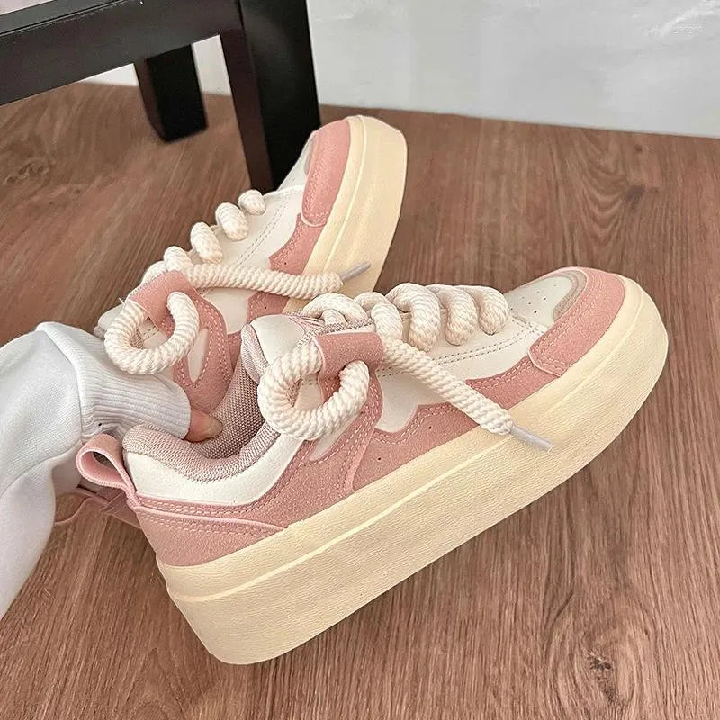 Lässige Schuhe Pink Kawaii Frauenplattform Sneakers Sport Vintage vulcanize lolita canvas harajukutennis weibliche Wohnungen