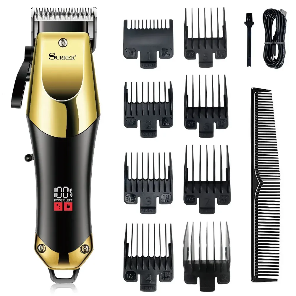 Surker Hair Clipper Set Professional Trimmer voor mannen Verstelbaar Blade LED Display Cutting Machine 240408