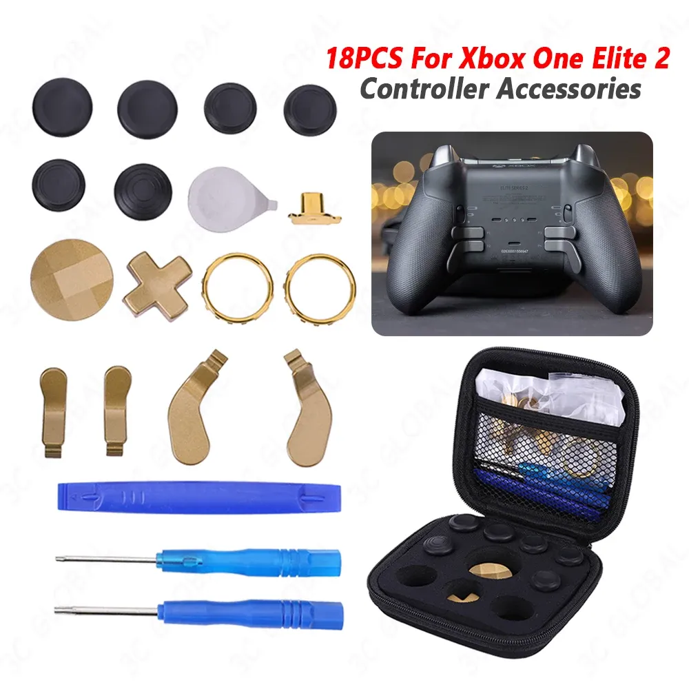 Accessoires 16/18 en 1 pouces de pouces en métal kits de rechange de pièces dpad anneaux d'accent transportant un tournevis à Xbox One Elite Series 2