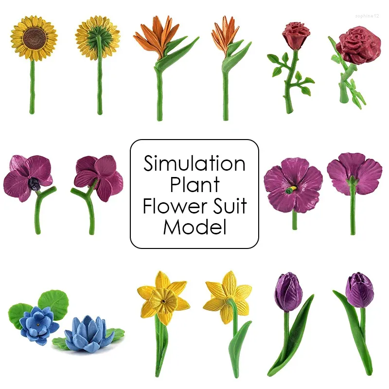 Dekorativa blommor 8st/set simulering Växtmodell Artificial Flower PVC Realistic Kids Toys Gift Kindergarten Decor Supplies Education