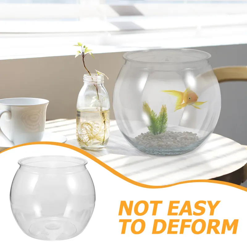 Bocal à Poisson En Verre Avec Socle Bois - Petit Aquarium Rond Pour Betta, Décoration Bureau Ou Maison