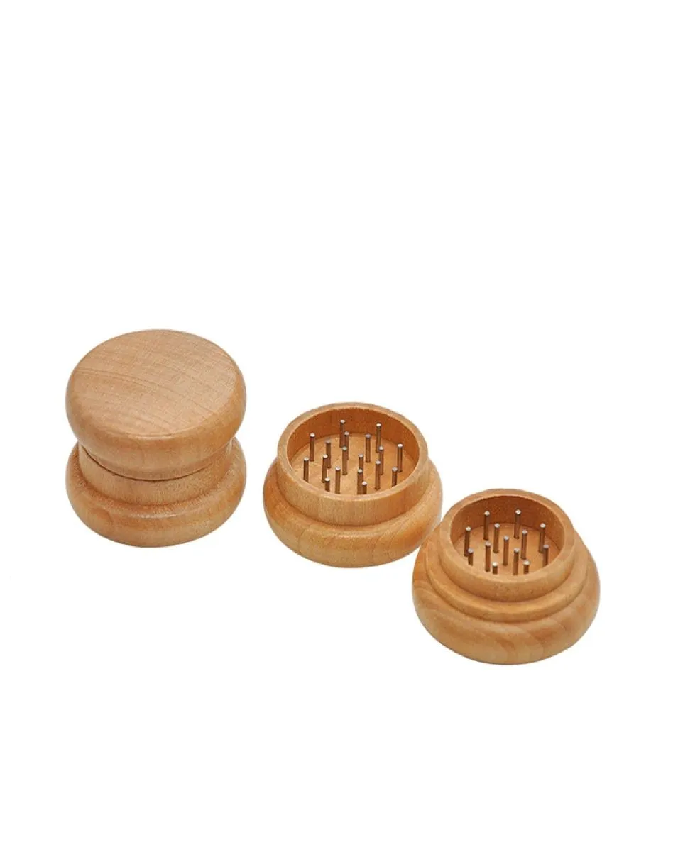 Mooie natuurlijk houten kruid tabakslijn grind Spice Miller Grinder Crusher slijpen gehakte draagbare voor bong rookbuisaccessoires DH8542202