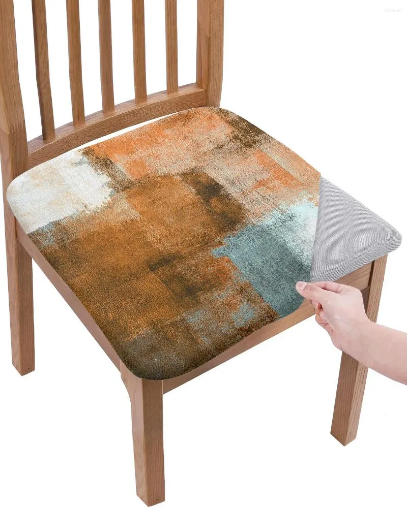 Chair Covers Oil Painting Abstract Geometric Orange Elastic Seat Cover For Slipcovers Dining Room Protector Stretch