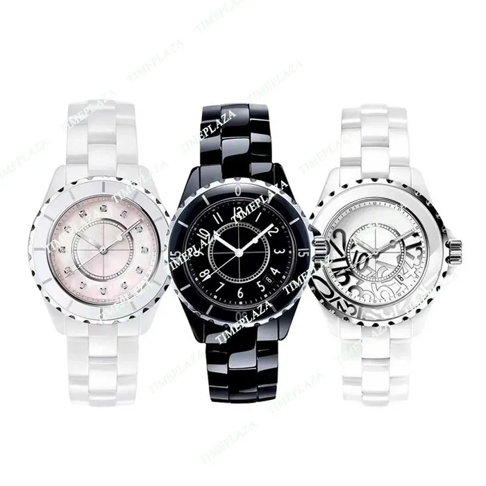 luxury women's watches ceramic white and black diamond watch fashion aaa quality ladies wristwatch classic designer women