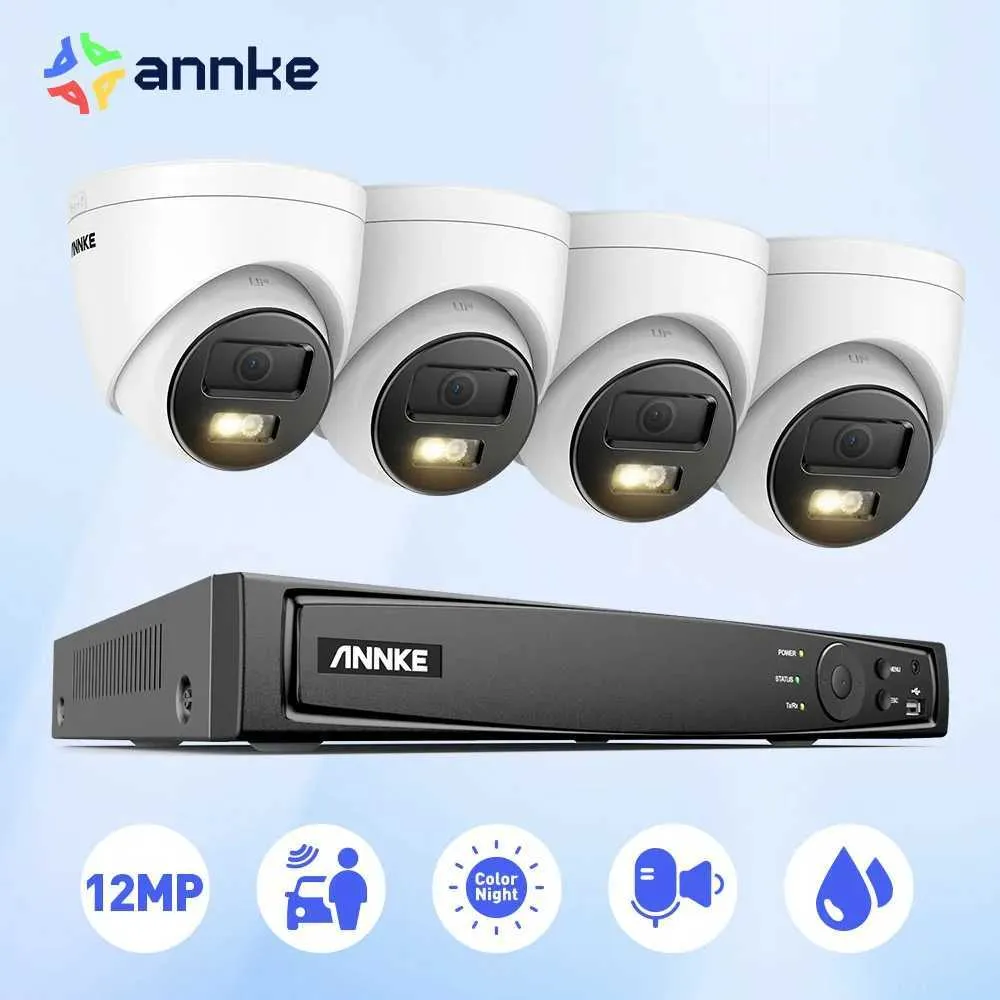 IP -kameror Annke 12MP Surveillance Camera Smart Dual Light Security Protection H.265+ 16Ch NVR Surveillance Camera för hemma inomhus/utomhus 240413