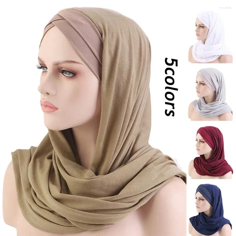 Scarves 2024 Hijab Women Muslim Scarf Shawls Solid Headscarf Wraps Big Size Plain Islamic Turban Headbands Foulard Full Cover