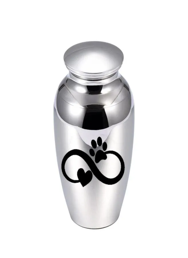 Infinite Dog Paw Print Pendant Small Cremation Urn för Pet Ashes Keepsake Exquisite Pet Aluminium Alloy Ashes Holder 5 Colors4998897