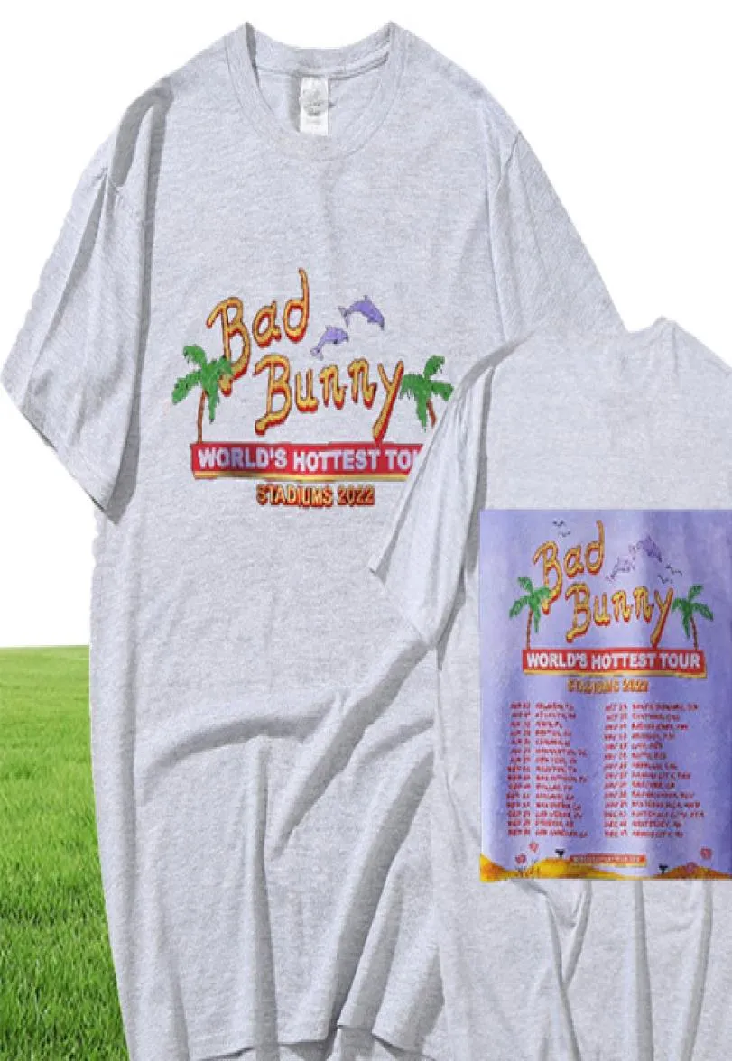 Bad Bunny Tour dwustronna druk Tshirt Streetwear Zagimny krótki rękaw Men039s bawełniany tshirt unisex plus rozmiar 2206162409672