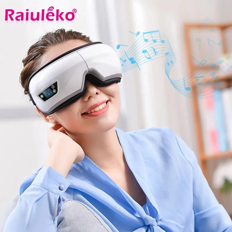 6D Smart Eye Massager Vibration Airbag Compress Care Instrument Bluetooth Music Massage Glasses Relax Fatigue 240411