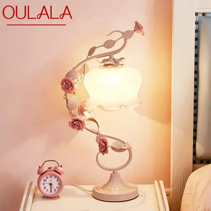 Bordslampor Oulala Modern Lamp Creative Design Led Glass Desk Light Fashion Ceramic Flower Decor for Home Living Room Bedroom Bedside