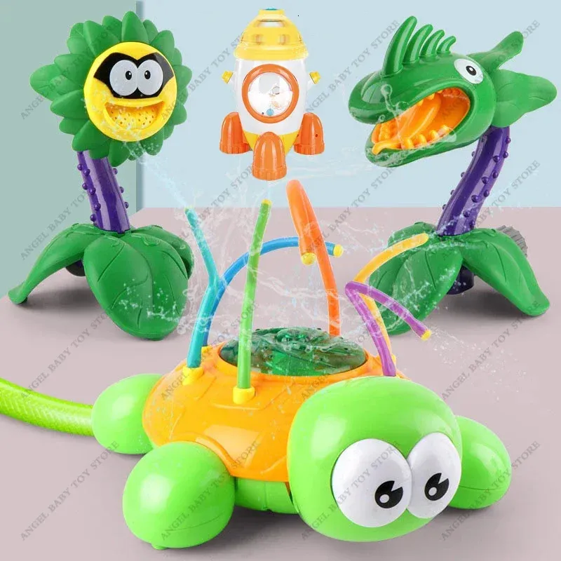 Turne Turtle Sprinkler Toys Outdoor Rocket Water Pressure Lift Fun in Garden Lawn Spray Gifts for Kids 240408