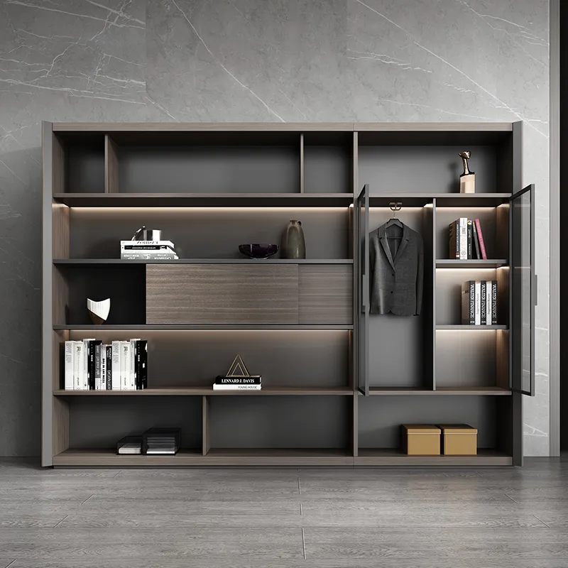 Wall Mounted Wooden Office Desk File Cabinet, Light Office Drawers