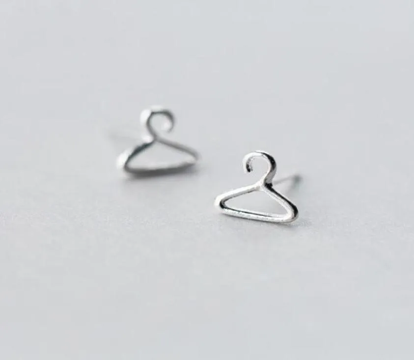 Stylish Small Hangers Ear Stud Silver Alloy Personalized Girls Birthday Gifts Punk Jewelry Coat Hanger Studs Earrings7250071