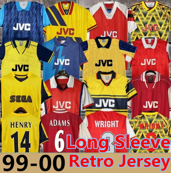 Henry Retro 축구 유니폼 Highbury Pires Reyes 95 96 97 98 90 91 92 93 94 99 98 96 Bergkamp Adams Persie Galla V. Persie Vintage Classic Long Sleeve Football Shirt 유니폼