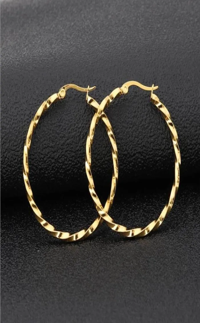 Złote srebrne czarne różowe złoto Kolor Big Hoop Kolczyki biżuterii ze stali nierdzewnej Wysokie kolczyki zaręczynowe dla kobiet Boże Narodzenie 8617621