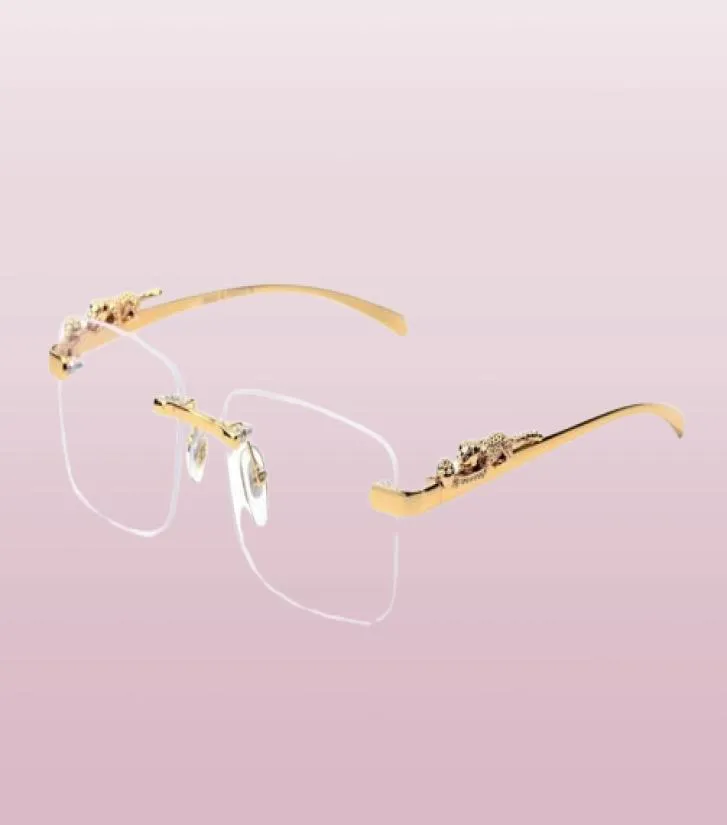 occhiali da sole designer di lussuoso occhiali telai con teste di pantera in metallo telai senza corridoio pieno semi di forma rettangolare FO2808146