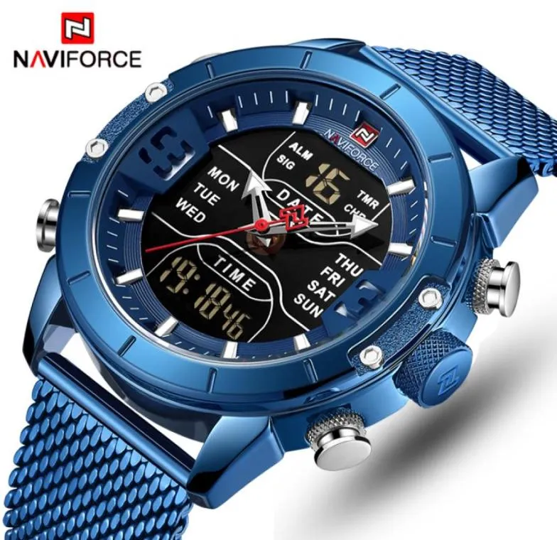 NaviForce Mens Watches Top Brand Men Brand Men Sports Watches Men039S Quartz LED Digital Orologio Digital Maschio Full Steel Milit Full Watc3721068