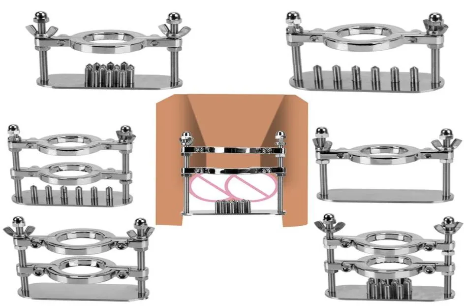 Cockrings Sex Toys Metal Steel Penis Ring CBT Cock Ball Torture Stretcher Scrotal Fixture SMASHER CRUSHER With ScrewsCockrings9739594