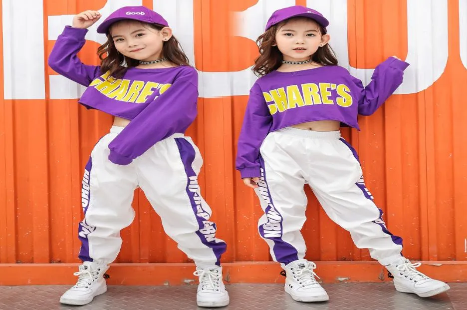 Fashion Hip Hop Clothing Zestaw dla nastoletnich dziewcząt Cotton Children 039S Sports Suits Streetwear Uprowade i spodnie Dance Ubrania 9389893