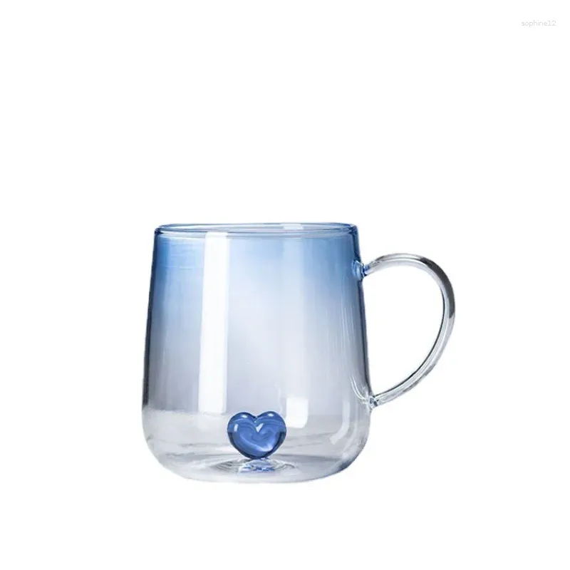 Wine Glasses Couple Warm Heart Cup High-Looking Glass Water Transparent Gradient Creative Bottom Heat-Resistant Couple's Cups