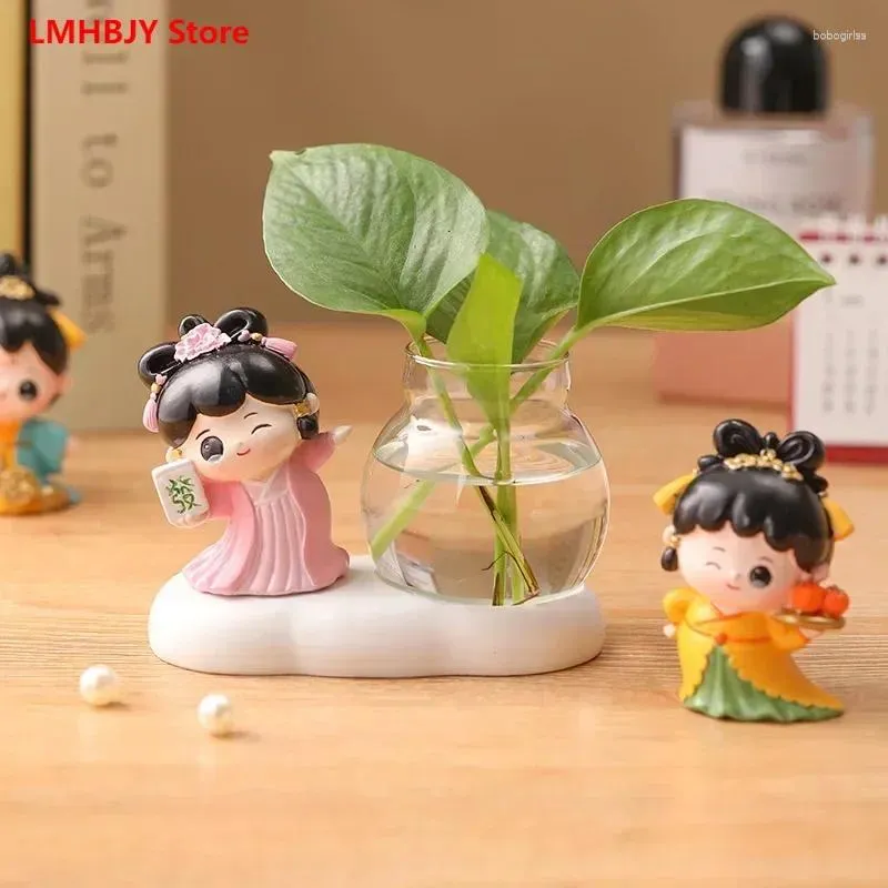 Decorative Figurines LMHBJY Tang Ladies Cute Cartoon Doll Hydroponic Ornaments Home Living Room Office Desktop Gifts
