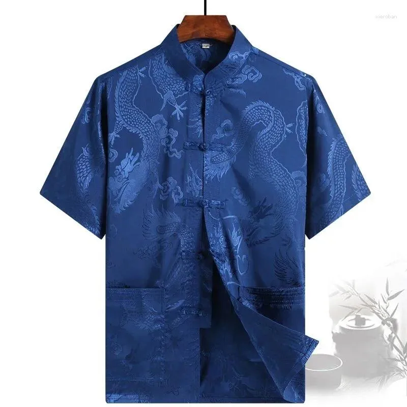 Ethnic Clothing Chinese Year Traditional Men Shirt Tops Male Stand Collar Clothes Tang Suit Man Hanfu Blouse Tai Chi Wushu