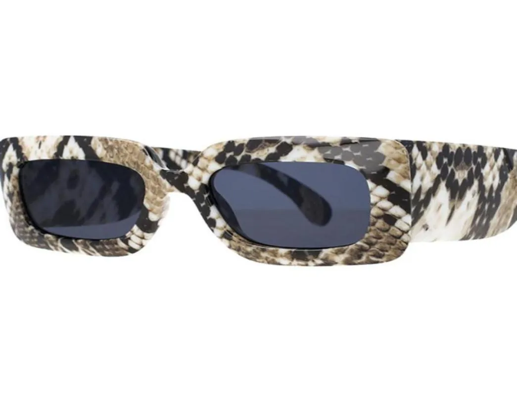 Sunglasses Snake Skin Brown Python Women Vintage Rectangle Brand Designer For Uv400 Eyewear7326611