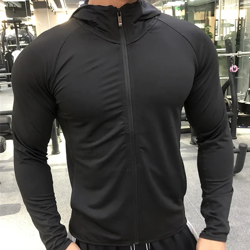 Jackets Neue Winter Autumn Hoodies Sport Shirt Männer Hut Zipper Lauf Jackets Fitness Fitnesssport Sportkleidung Sport Top Männer Sportbekleidung 2022