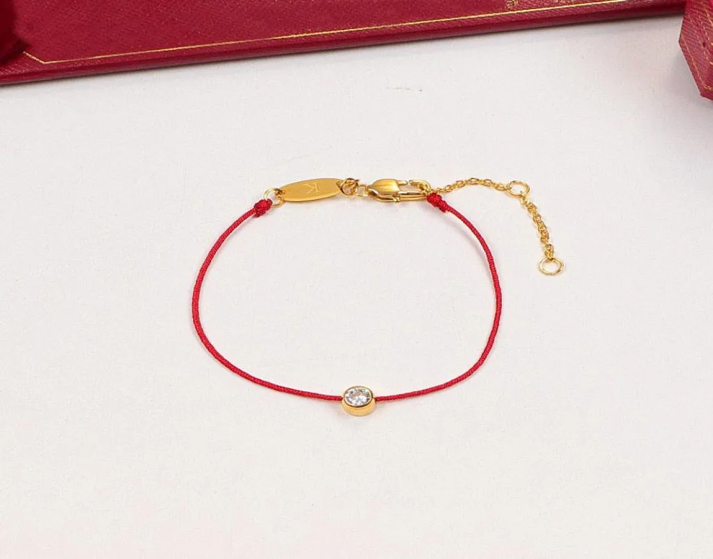 Corche de couleur en acier inoxydable de haute qualité Corde couleur Single Diamond Red File Redline Bracelet Chaîne Ropes Fashion Bijoux LA4774072