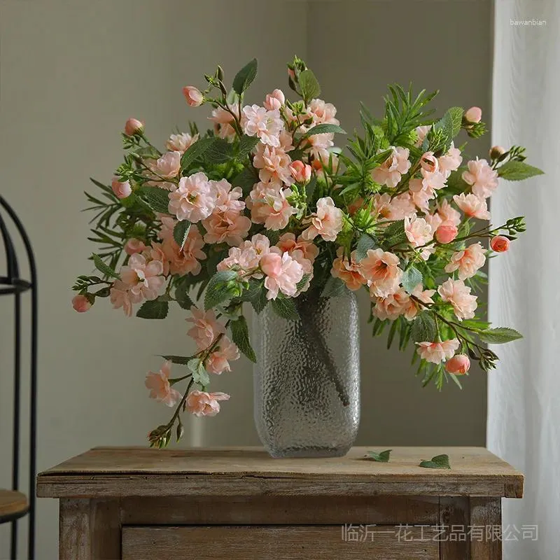 装飾的な花6PC/セットリードCamellia Silk Home Table Table Decoration Flower Arranchementsの束を置く