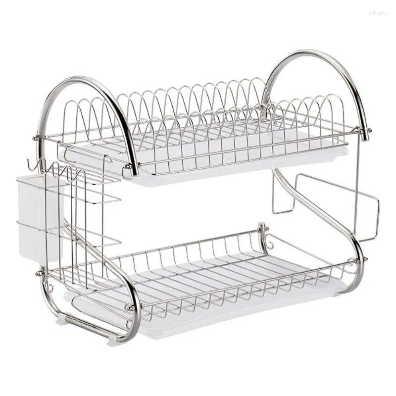 Cuisine de rangement de stockage rack séchage comptoir draineur d'organisateur passoire ustensiles ustensiles racks en acier inoxydable sans étagère de forage