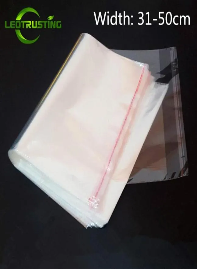 Leotrusting 100pcs 31-50cm Width rge Clear OPP Adhesive Bag Transparent Poly Reseable Packaging Bag Self Pstic Gift Pouch300S5177449