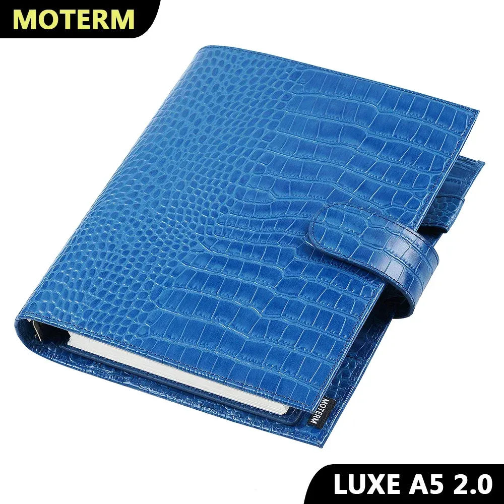 Anteckningsböcker Moterm Luxe 2.0 Rings Planner A5 Ny Croc Grain Leather Notebook med 30 mm Binder Agenda Organizer Notepad Journal Sketchbook