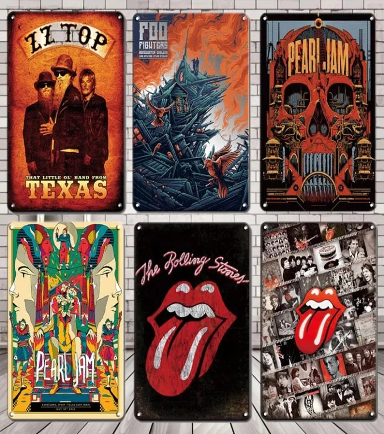 Poster rock band di pittura in metallo Segno di stagno vintage Music Coffee Bar Pub Art Decoro Metal Plates Segnale Retro soggiorno Decorazione PLA7849373