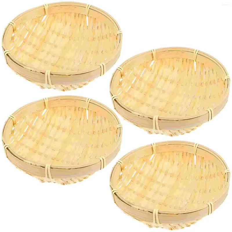 Plates 4 Pcs Storage Board Bamboo Plate Dressing Table Tray Cupcake Toppers Fruit Melamine